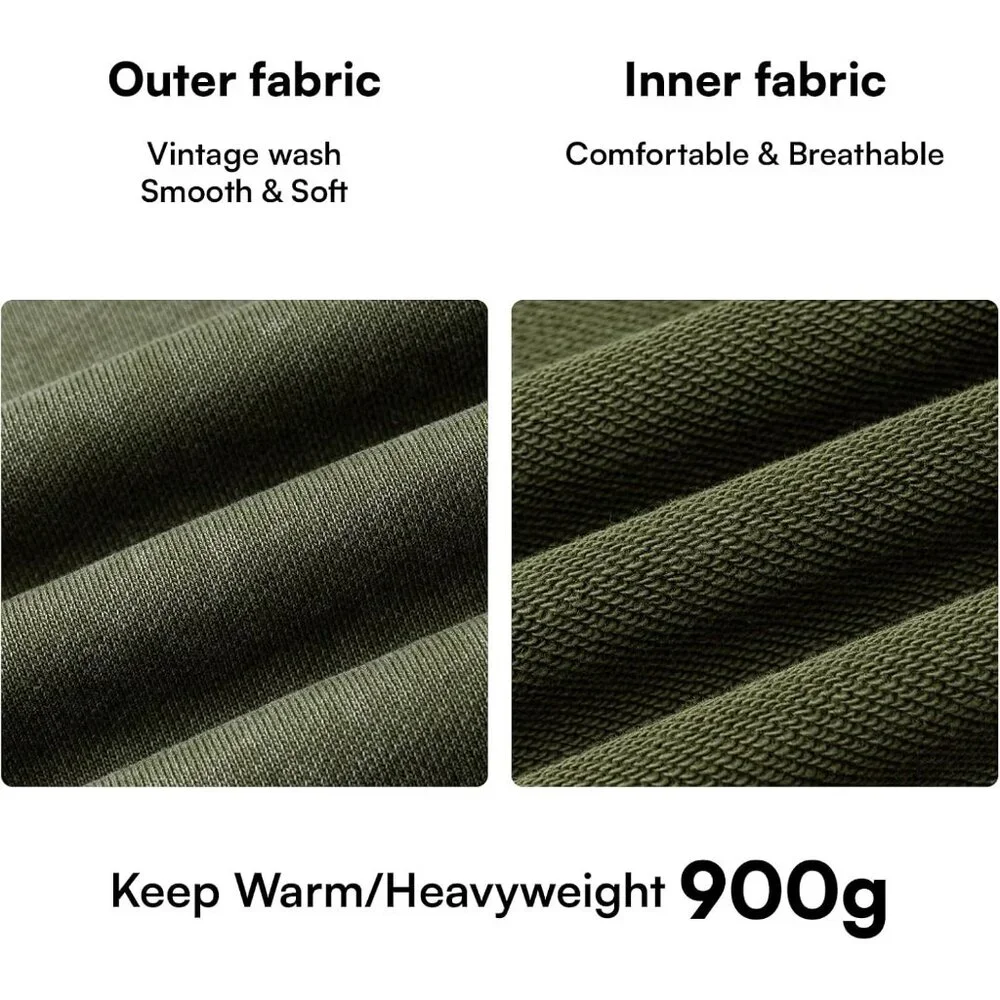 Men's Unisex Vintage Pullover Fall Winter Hoodies Sweatshirt Green Dream - Picture 5 of 7